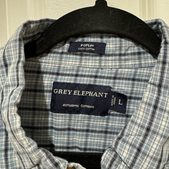 Grey Elephant‎ Light Blue Plaid Long Sleeve Button Down Shirt - Size Large - Picture 2 of 7